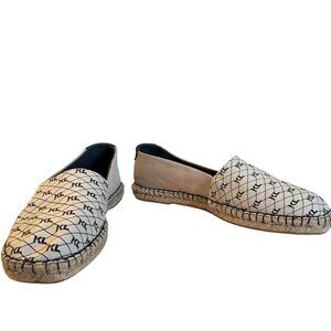 NEW (NWOT) Karl Lagerfeld Paris Monogram Canvas & Suede Espadrilles sz 12